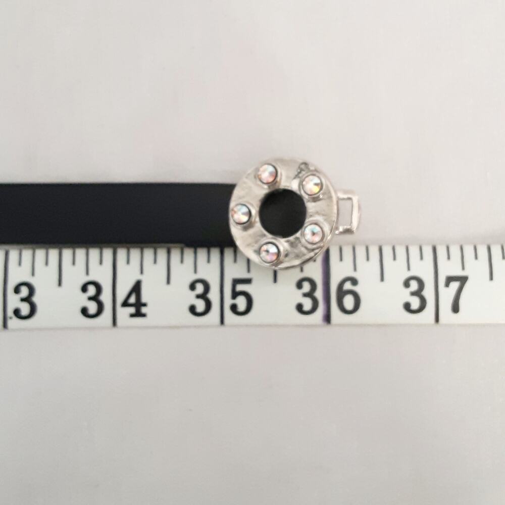 💎Rhinestone Studded Washer Ring Buckle Skinny Belt Adjustable Medium To Small - Picture 10 of 12